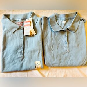 Two girls school uniform polo shirts